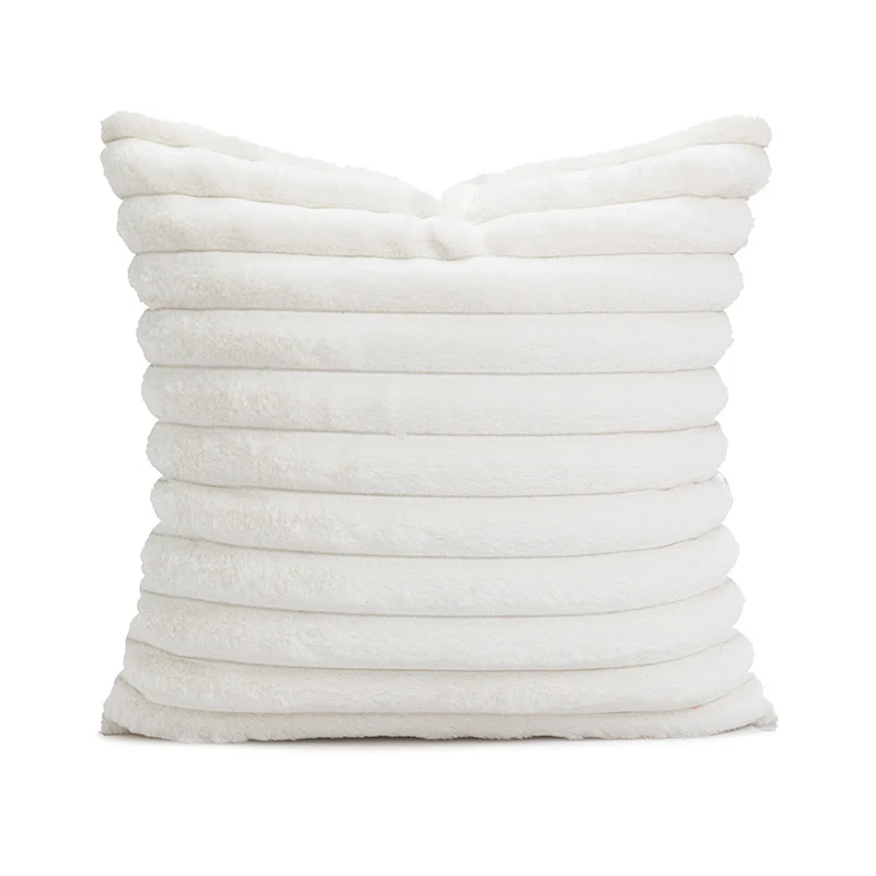 Square decorative pillowcase with stepped rib structure made of soft teddy plush Stornfield