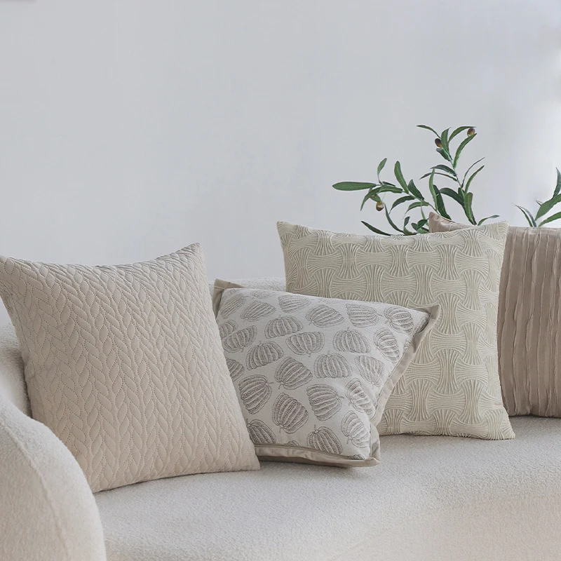Square decorative pillow cover with embroidered pumpkin motif and fine piping Stornfield