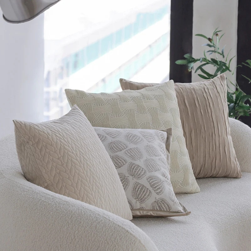 Square decorative pillow cover with embroidered pumpkin motif and fine piping Stornfield