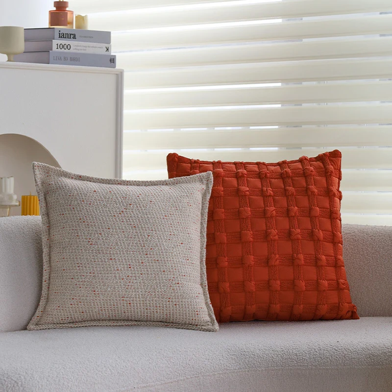 Square decorative cushion cover with embossed relief structure and concealed zipper Stornfield