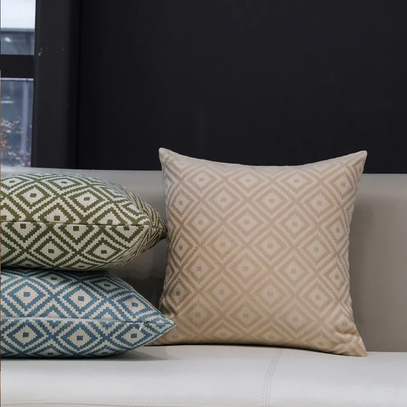 Square decorative cushion cover with geometric diamond pattern Stornfield