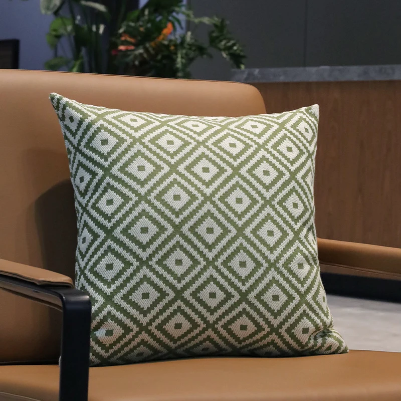 Square decorative cushion cover with geometric diamond pattern Stornfield