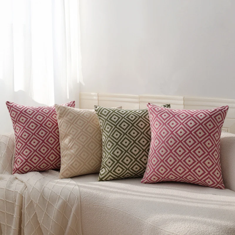 Square decorative cushion cover with geometric diamond pattern Stornfield