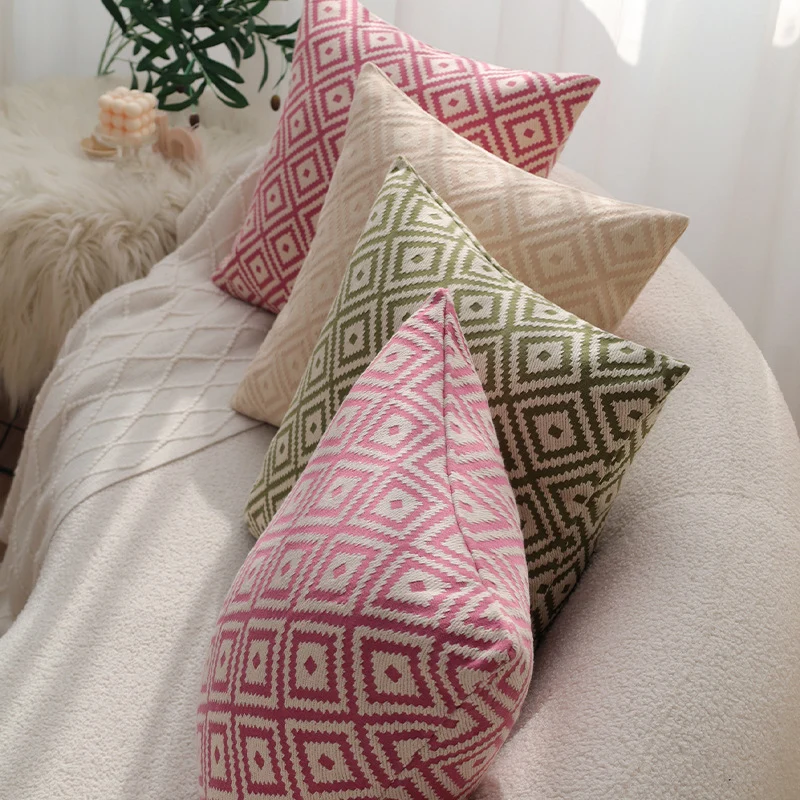 Square decorative cushion cover with geometric diamond pattern Stornfield