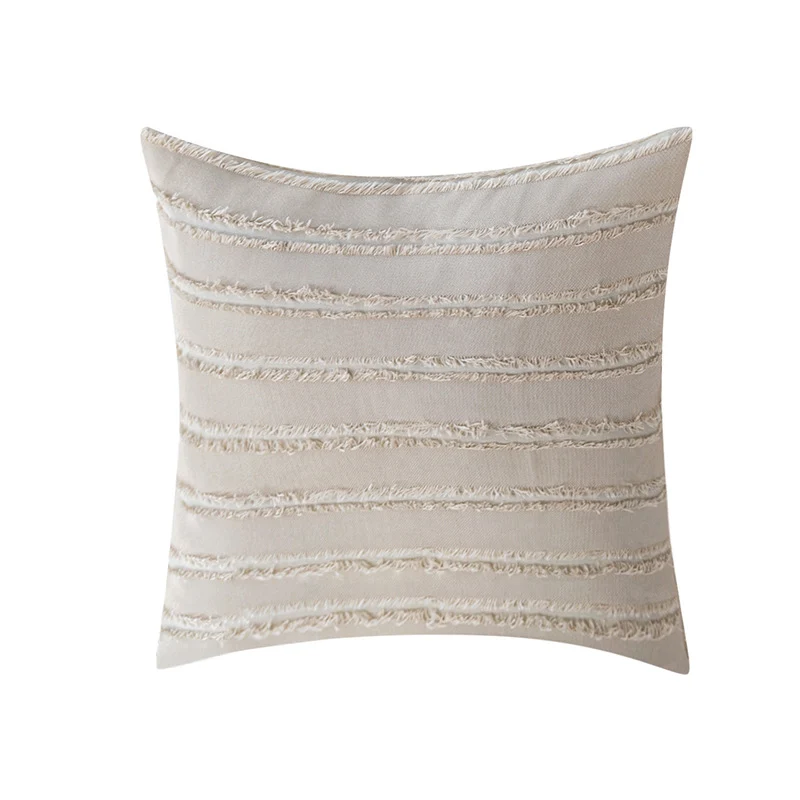 Square decorative cushion cover with frayed stripe structure Stornfield