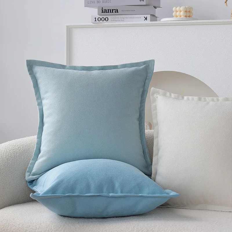 Square decorative cushion cover with fine structured weaving, piped seam and concealed zipper Stornfield