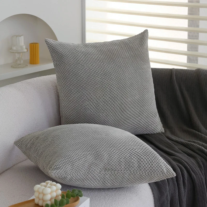Square decorative cushion cover with fine pearl texture made of soft bouclé knit and concealed zipper Stornfield