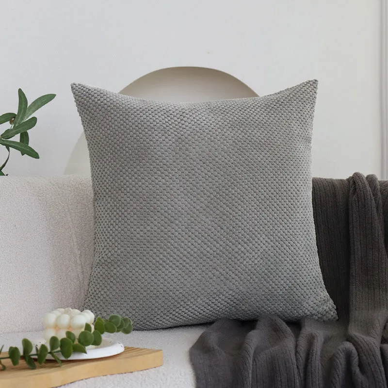 Square decorative cushion cover with fine pearl texture made of soft bouclé knit and concealed zipper Stornfield