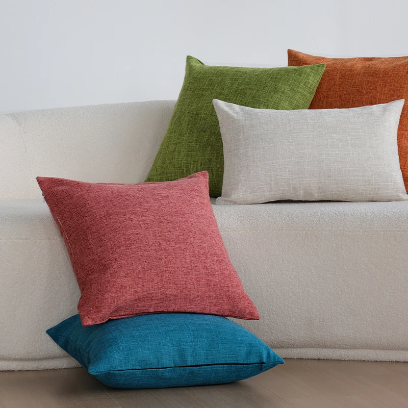 Square decorative cushion cover with fine crosshatch structure and concealed zipper Stornfield