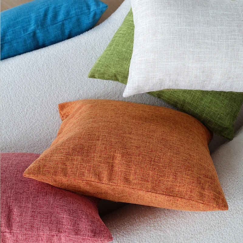 Square decorative cushion cover with fine crosshatch structure and concealed zipper Stornfield