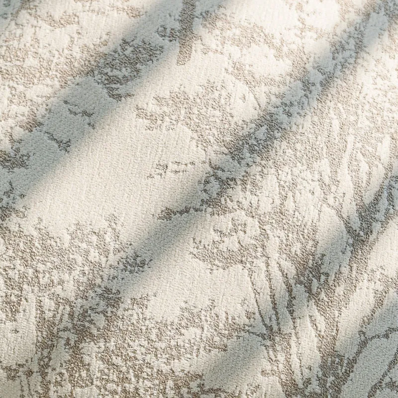 Square decorative cushion cover with fine forest pattern jacquard and velvet piping Stornfield
