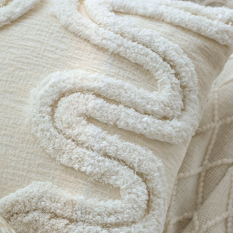Square decorative cushion cover with fine jacquard leaf relief, piped edge and easy-care cotton mix Stornfield