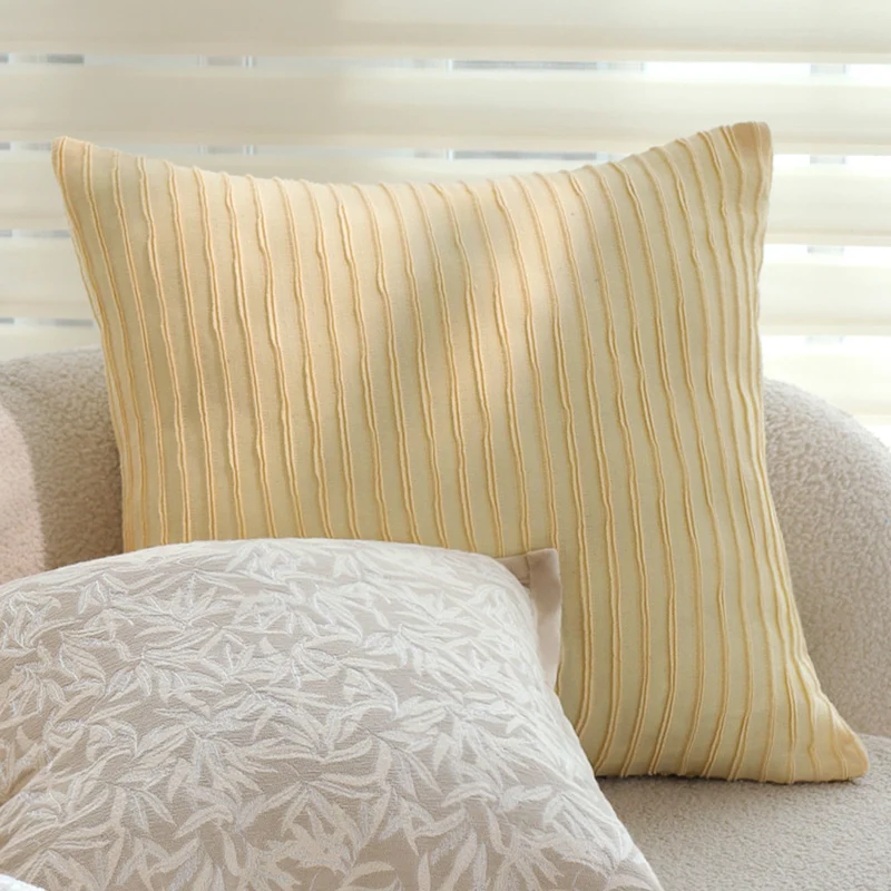 Square decorative cushion cover with fine jacquard leaf relief, piped edge and easy-care cotton mix Stornfield