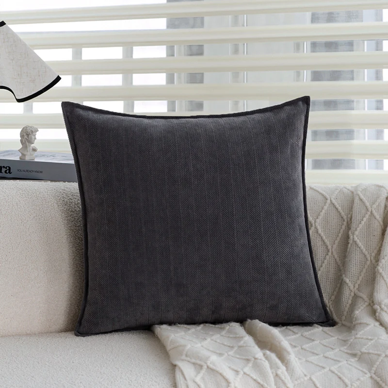 Square decorative cushion cover with finely woven tree jacquard and velvety piping Stornfield