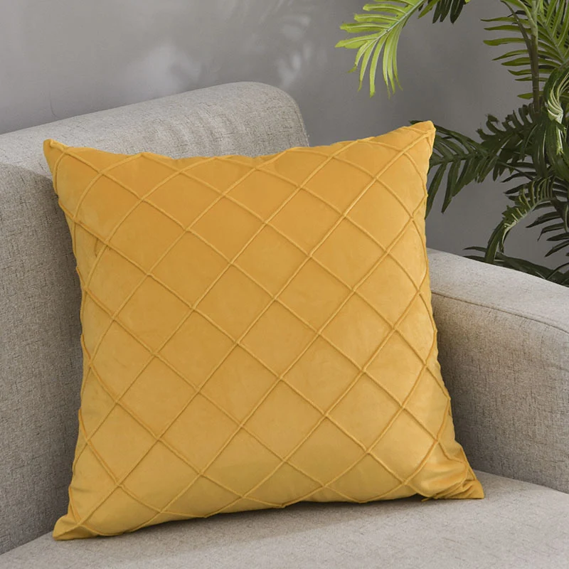 Square decorative cushion cover with raised diamond tufting and microvelvet finish Stornfield