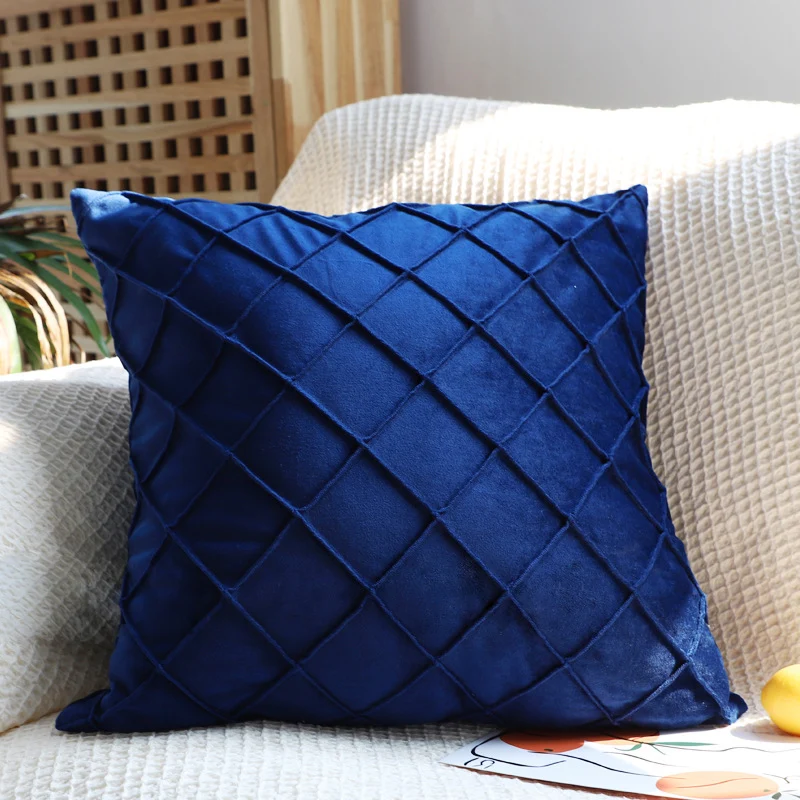 Square decorative cushion cover with raised diamond tufting and microvelvet finish Stornfield