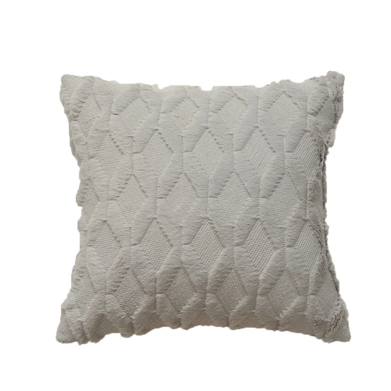Square decorative cushion cover with three-dimensional honeycomb relief made from soft chenille fibers Stornfield