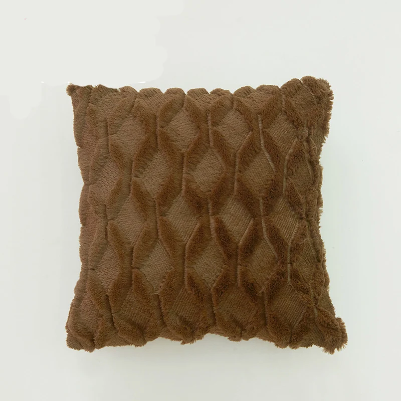 Square decorative cushion cover with three-dimensional honeycomb relief made from soft chenille fibers Stornfield