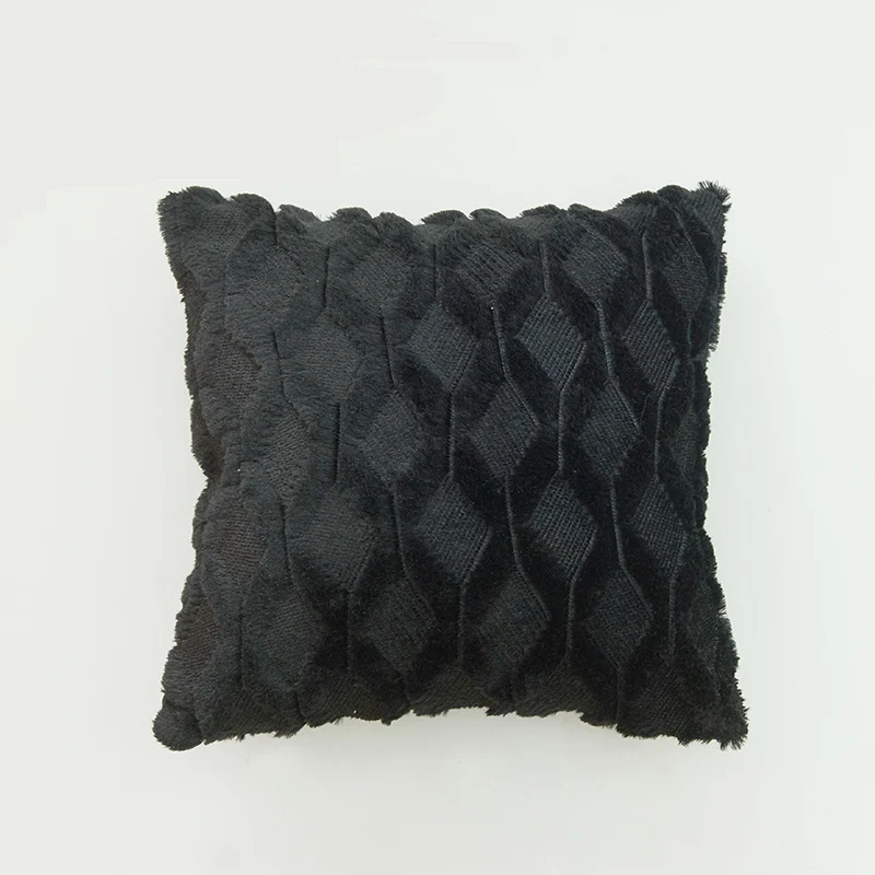 Square decorative cushion cover with three-dimensional honeycomb relief made from soft chenille fibers Stornfield