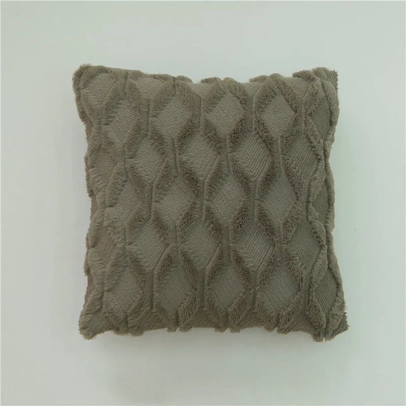 Square decorative cushion cover with three-dimensional honeycomb relief made from soft chenille fibers Stornfield