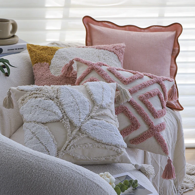Square decorative cushion cover with wide ruffle and contrasting piping Stornfield