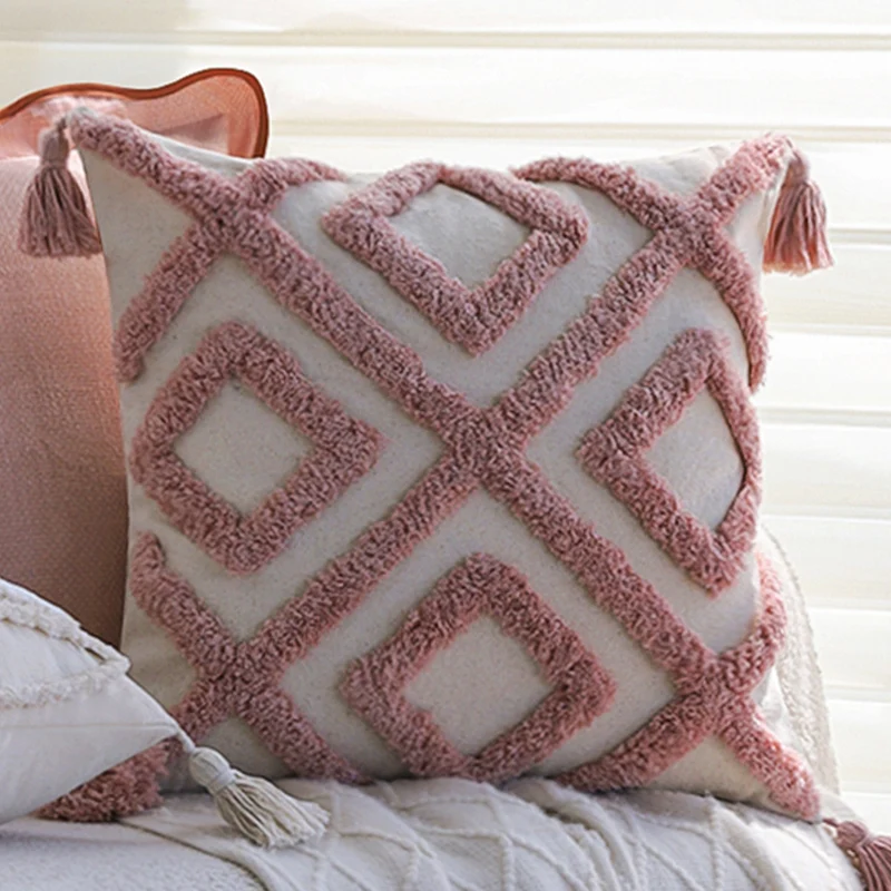 Square decorative cushion cover with wide ruffle and contrasting piping Stornfield