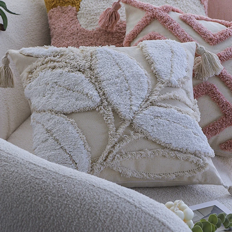 Square decorative cushion cover with wide ruffle and contrasting piping Stornfield