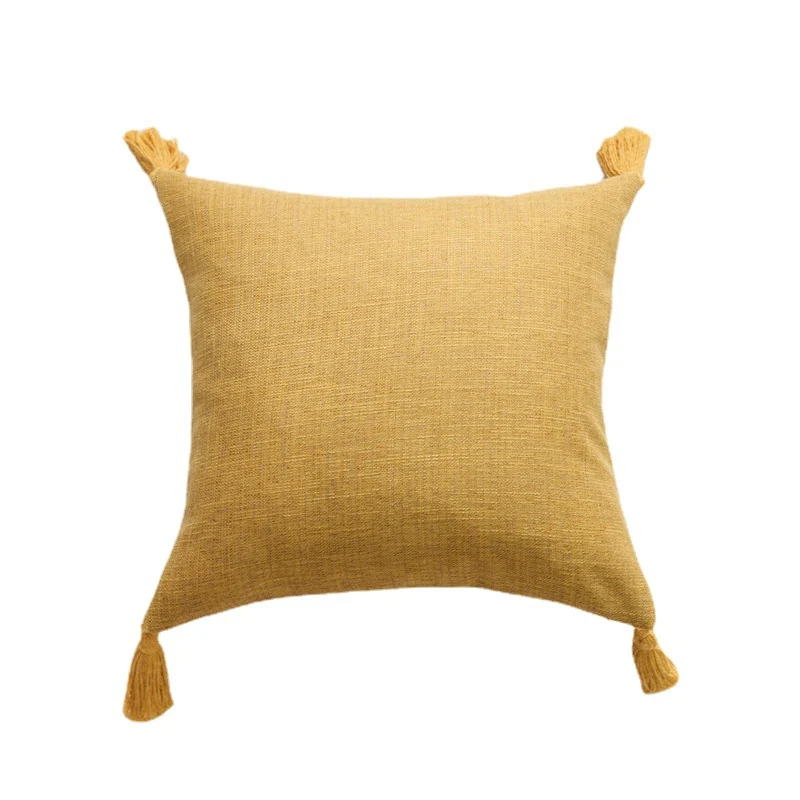 Square decorative cushion cover in linen look with corner tassels Stornfield