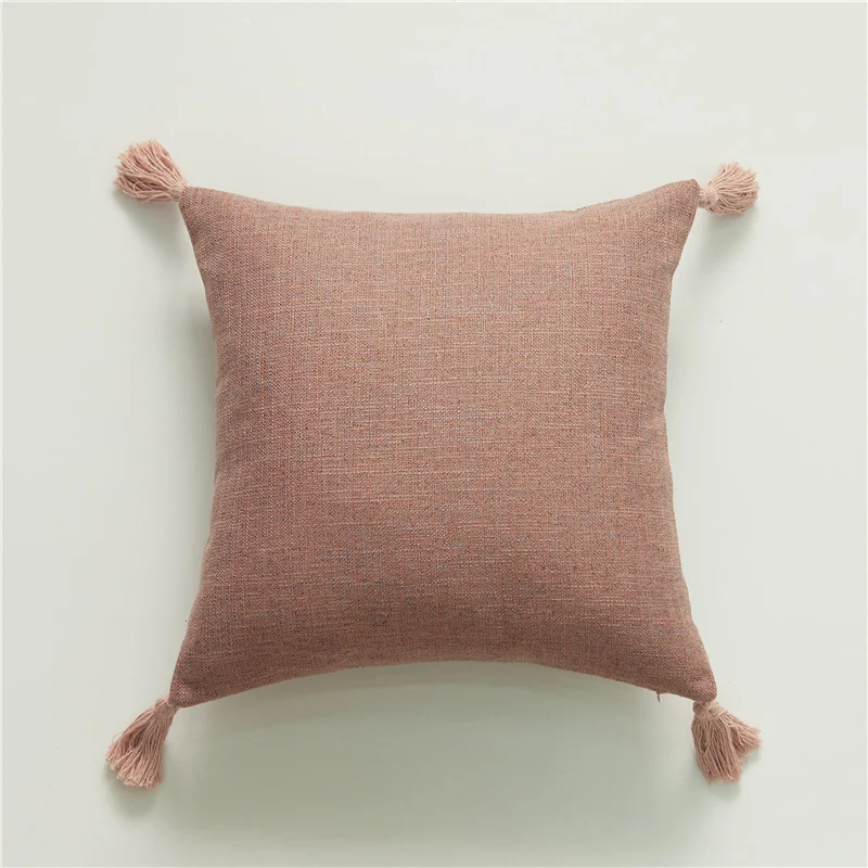Square decorative cushion cover in linen look with corner tassels Stornfield