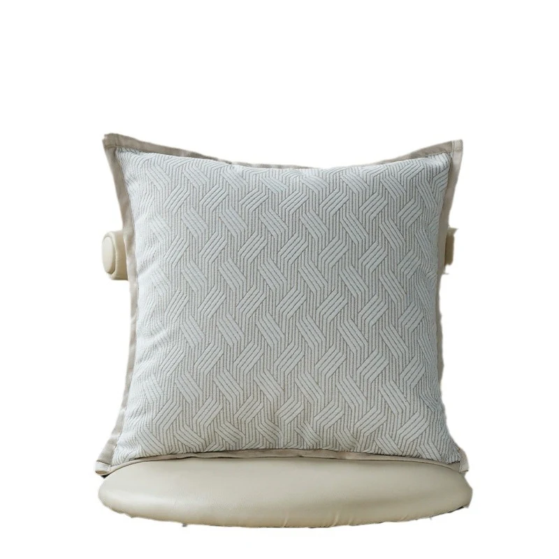 Square decorative cushion cover in coarse woven linen look with fine piping Stornfield
