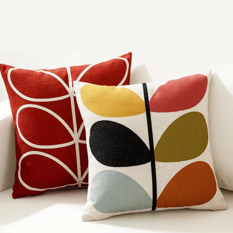 Square decorative pillow cover in retro Scandi style with central dot motif Stornfield