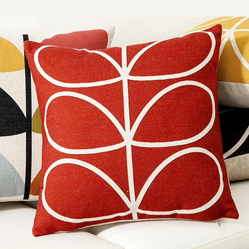 Square decorative pillow cover in retro Scandi style with central dot motif Stornfield