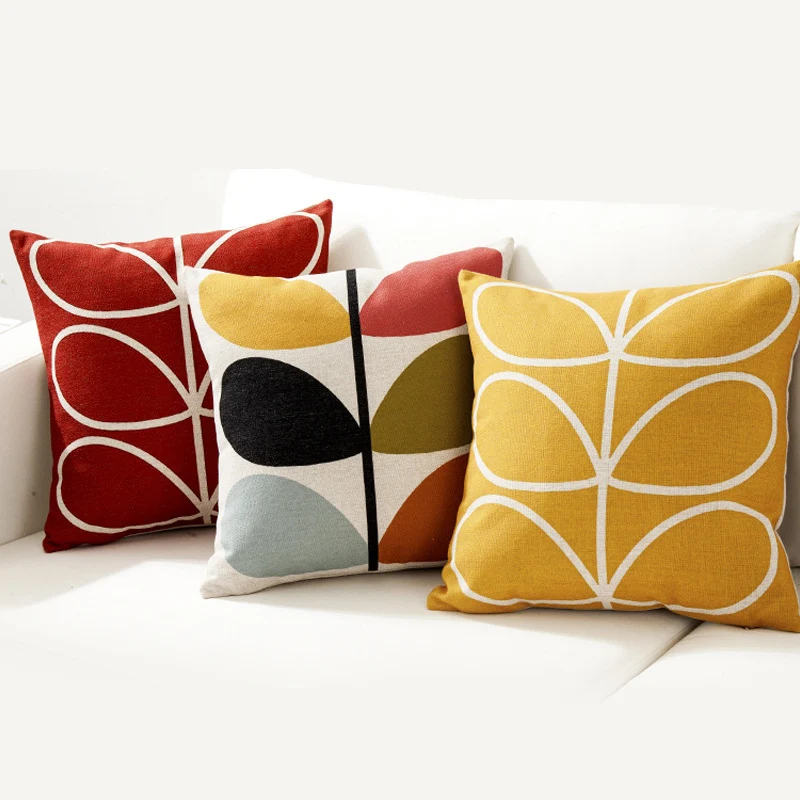 Square decorative pillow cover in retro Scandi style with central dot motif Stornfield