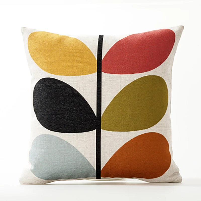 Square decorative pillow cover in retro Scandi style with central dot motif Stornfield