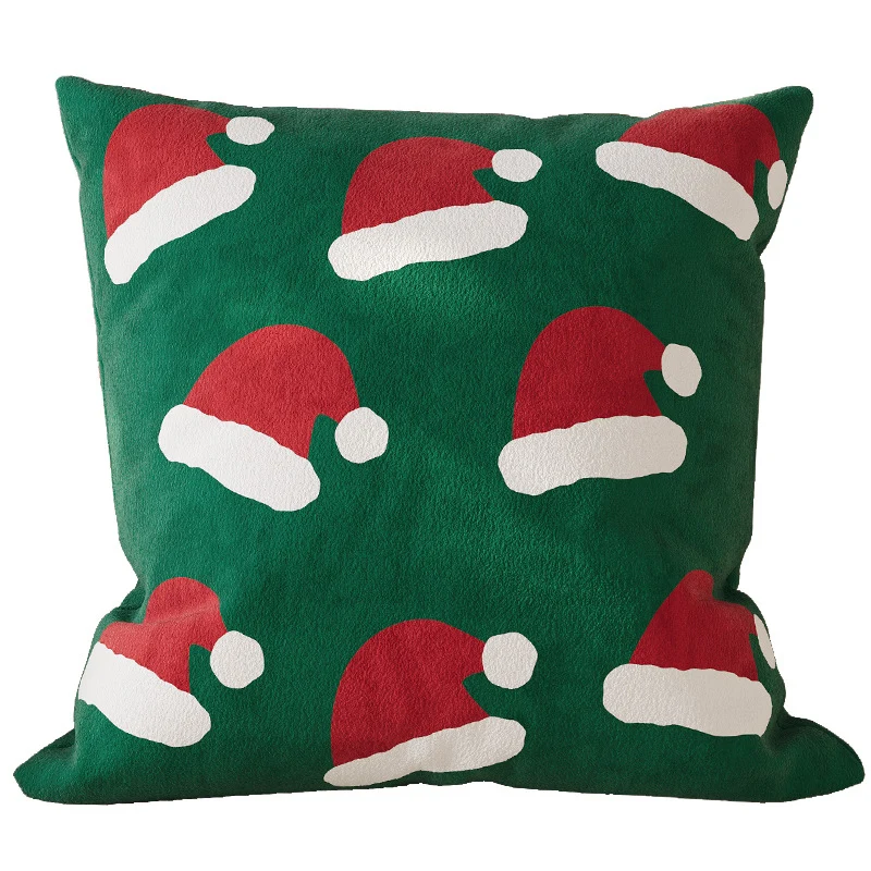 Christmas-Themed Decorative Square Throw Pillow Cover with Hidden Zipper and Soft Linen-Blend Fabric