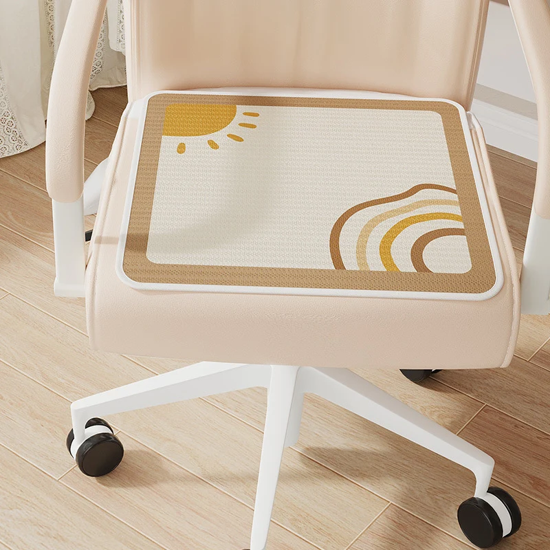 Breathable Non-Slip Decorative Seat Cushion Pad for Office Chair with Sun and Rainbow Print