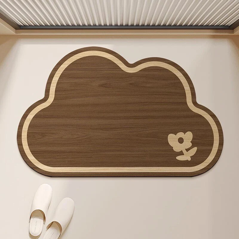 Absorbent Quick-Dry Bamboo-Style Cloud-Shaped Bath Mat