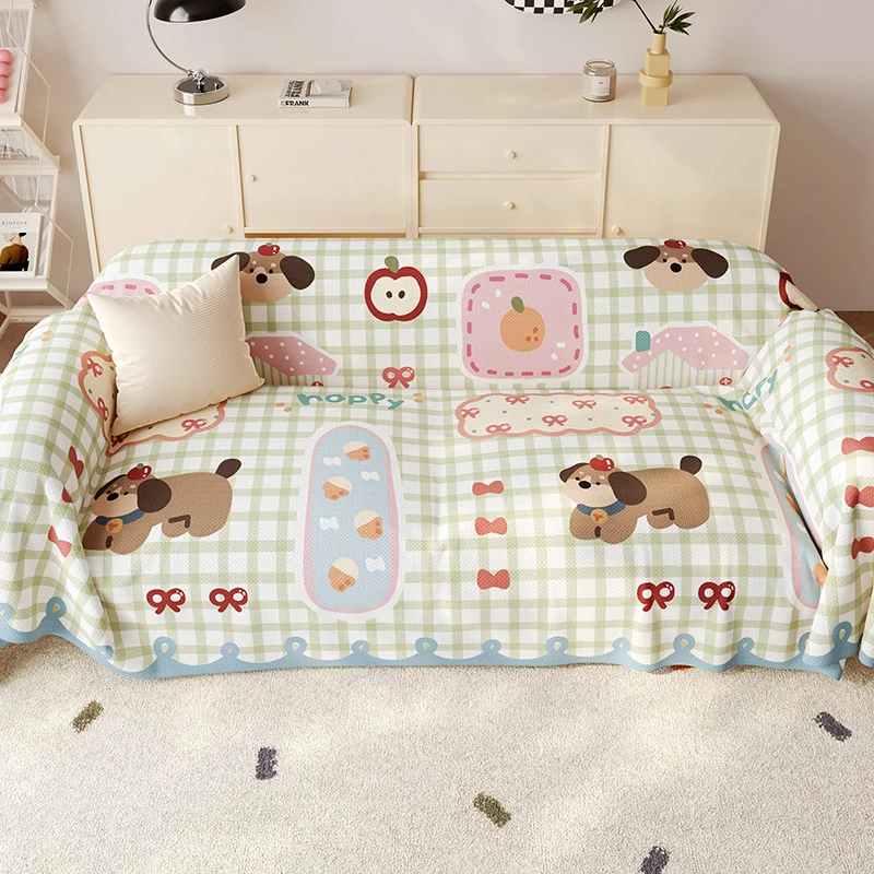 Stretch-Fit Decorative Sofa Slipcover Protector with Cute Cartoon Puppy Print