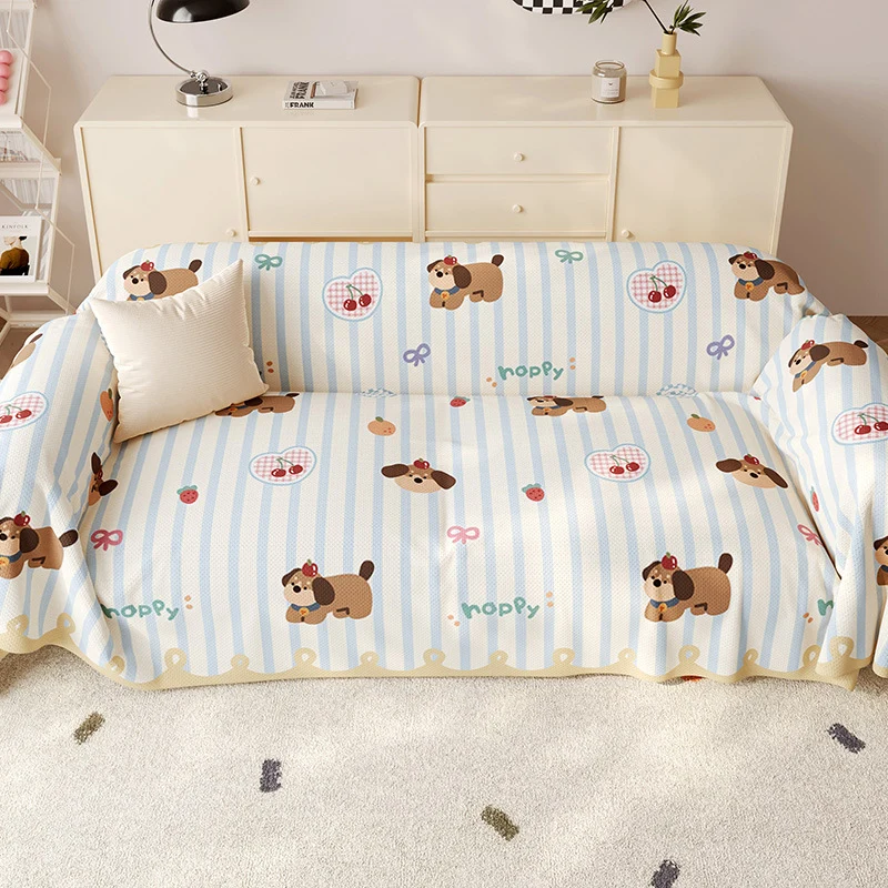 Stretch-Fit Decorative Sofa Slipcover Protector with Cute Cartoon Puppy Print