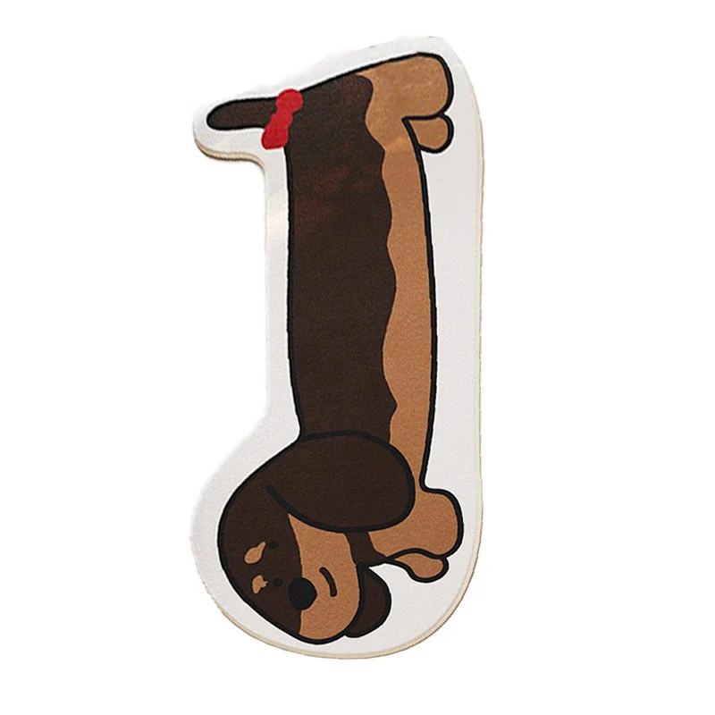 Plush Low-Pile Runner Rug with Realistic Dachshund Silhouette and Non-Slip Backing