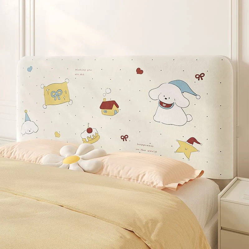 Padded Decorative Upholstered Headboard Cover with Cute Patchwork Puppy and Gingham Print