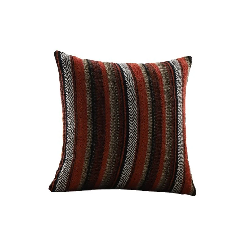 Square cushion cover with woven stripe and chenille structure Stornfield