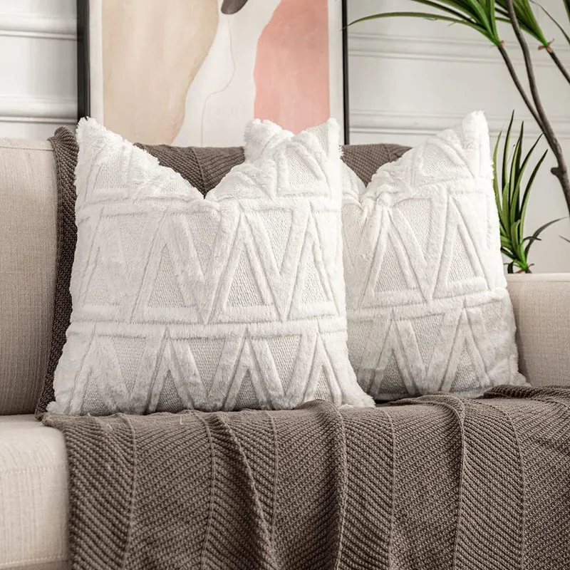 Square cushion cover with geometric chenille tufting and soft cotton mix Stornfield