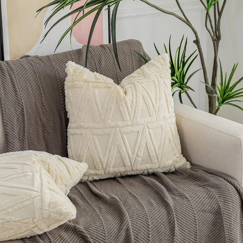 Square cushion cover with geometric chenille tufting and soft cotton mix Stornfield