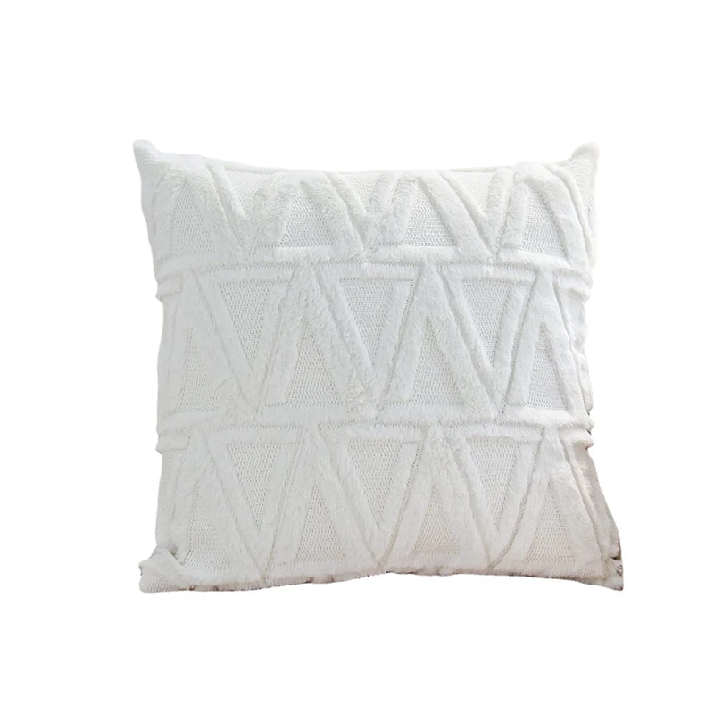 Square cushion cover with geometric chenille tufting and soft cotton mix Stornfield