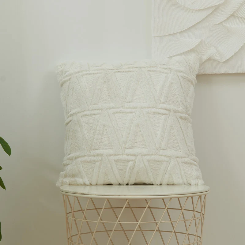 Square cushion cover with geometric chenille tufting and soft cotton mix Stornfield