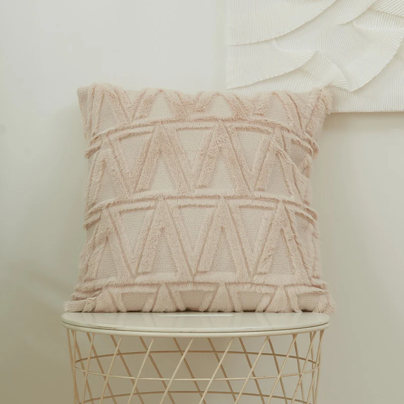Square cushion cover with geometric chenille tufting and soft cotton mix Stornfield