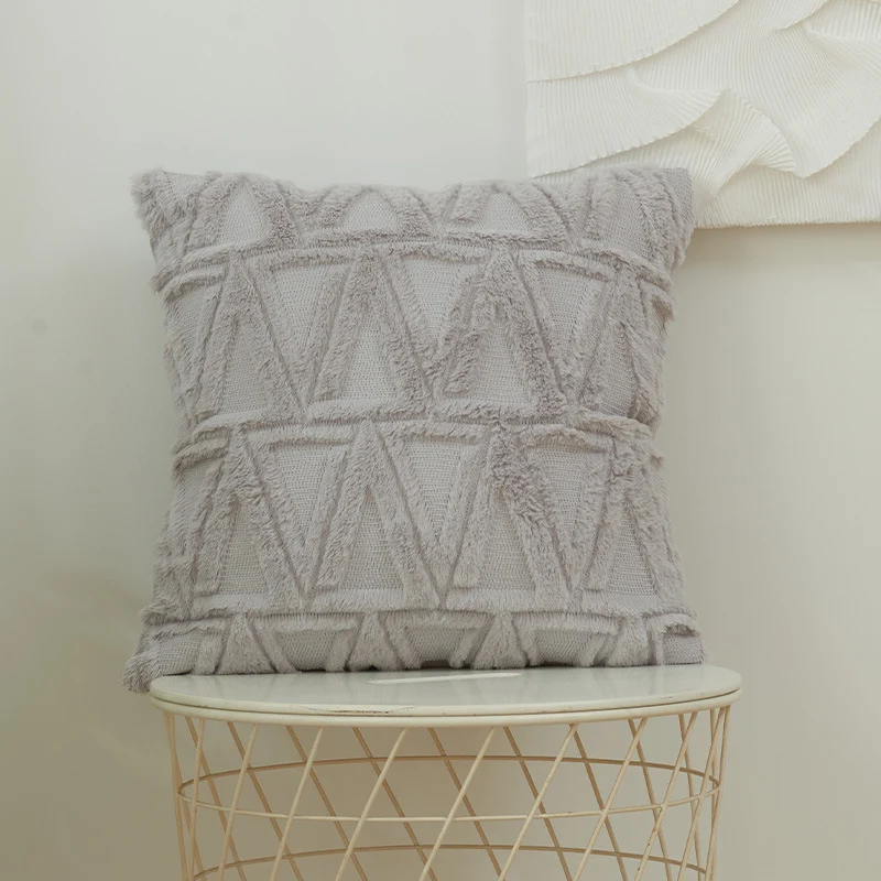 Square cushion cover with geometric chenille tufting and soft cotton mix Stornfield