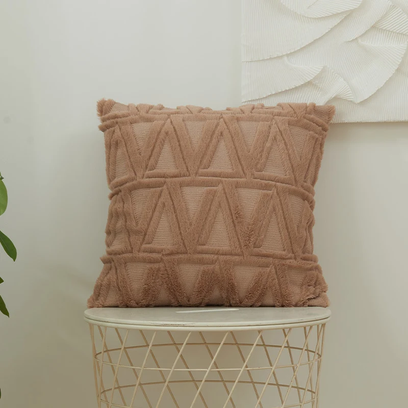 Square cushion cover with geometric chenille tufting and soft cotton mix Stornfield