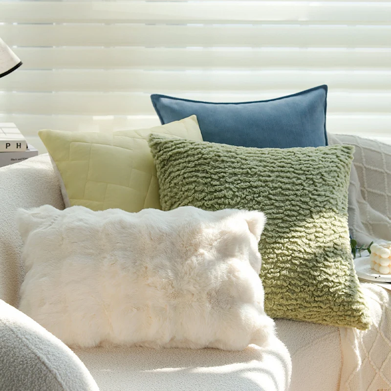 Square pillowcase with herringbone pattern and piped seam Stornfield
